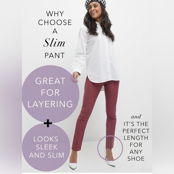 Rekucci Women's Ease Into Comfort Fit Slim Stretch Pants 4 Plum, New With Tags - Picture 8 of 10